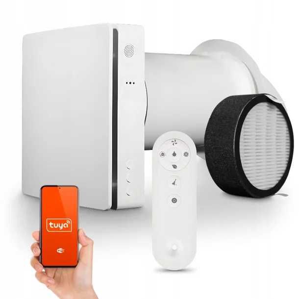 Rekuperator Ścienny WiFi Tuya Pilot Filtr 60 m3/h 3 Prędkości