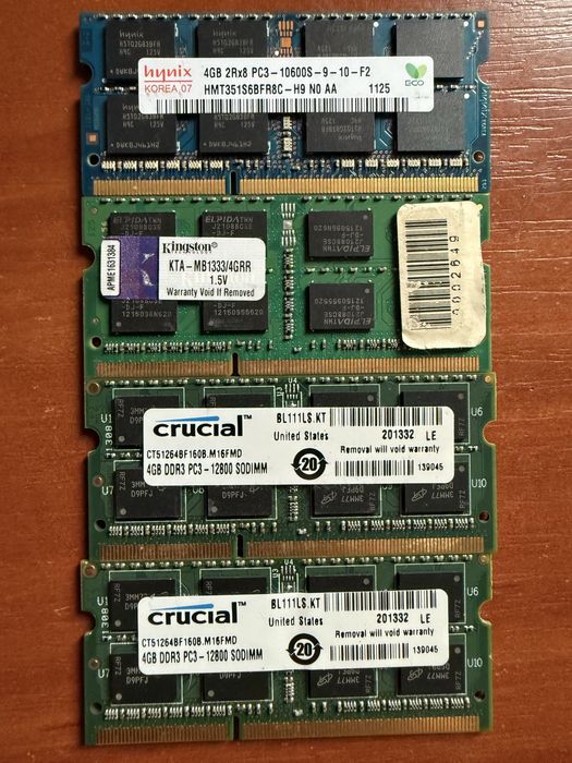 Оперативная память для ноутбука SODIMM DDR3 4GB