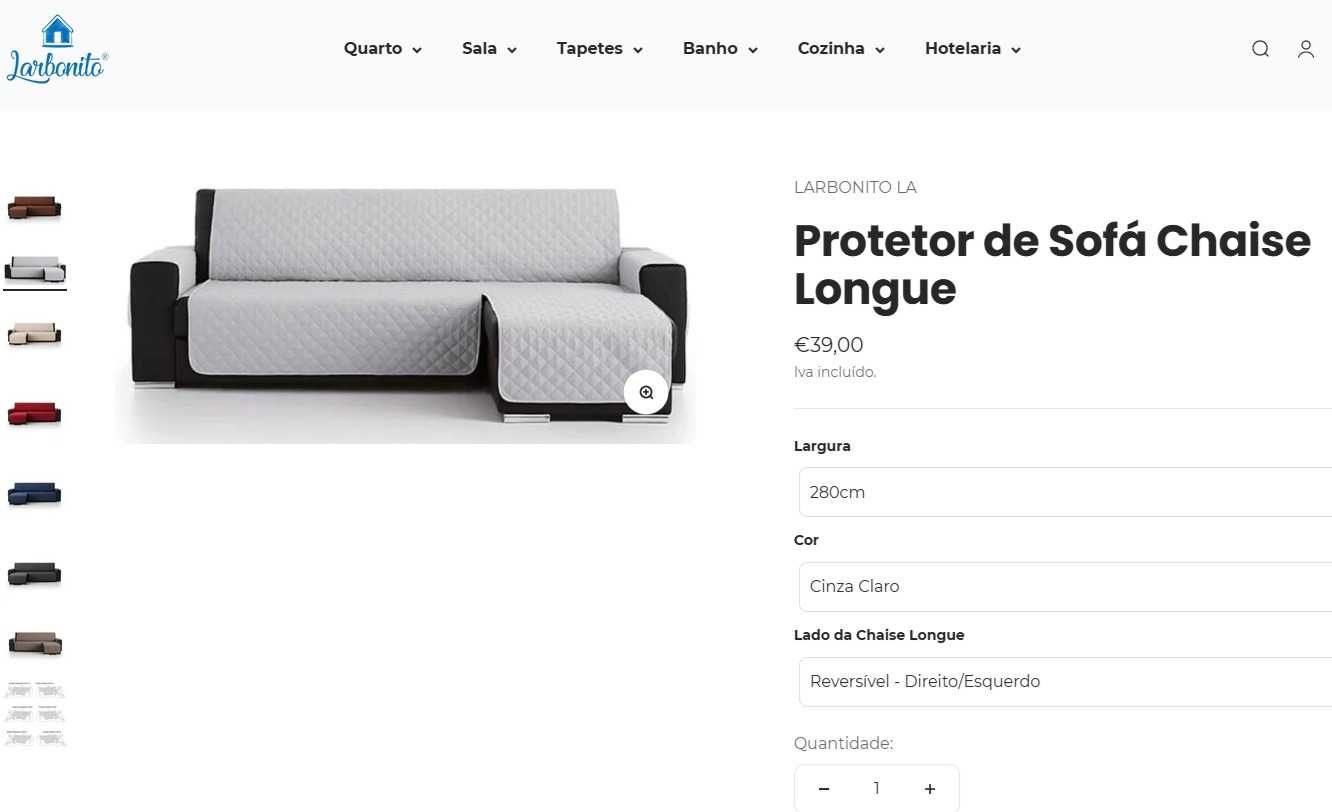 Proteção, protetor, cobertura, capa sofá chaise longue 280x150 - NOVA