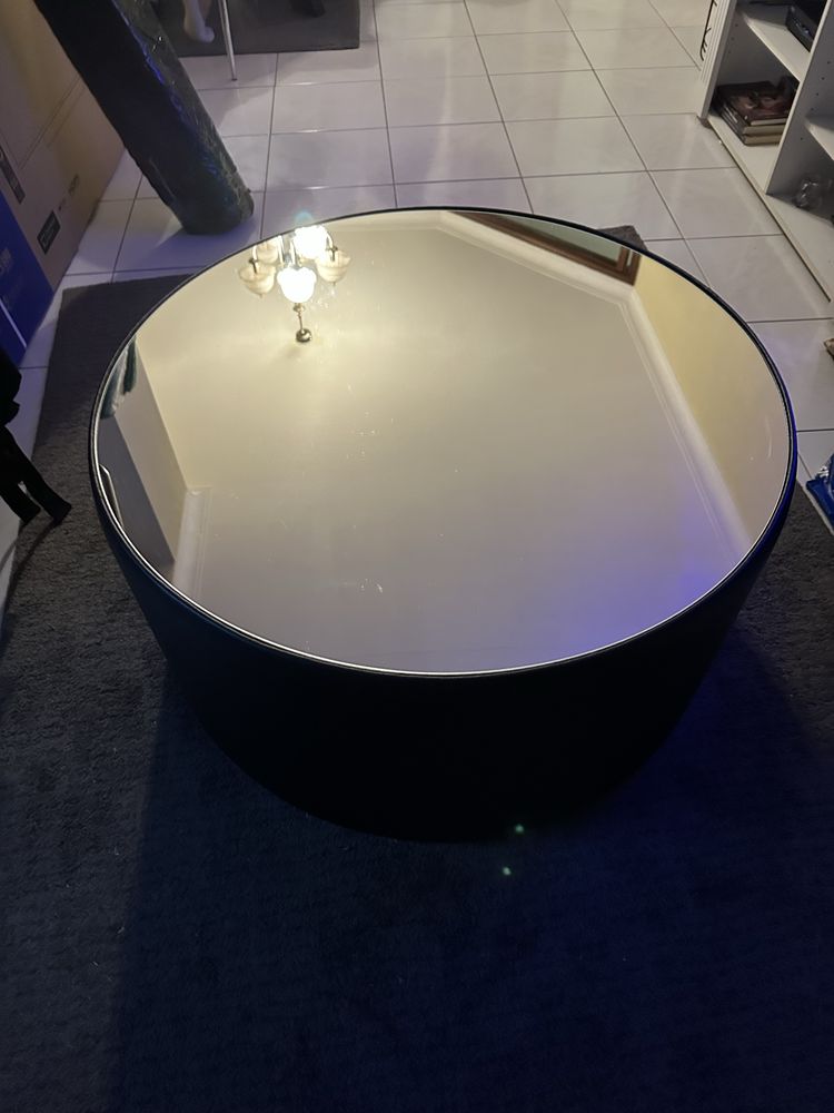 Mesa centro espelho e napa preta