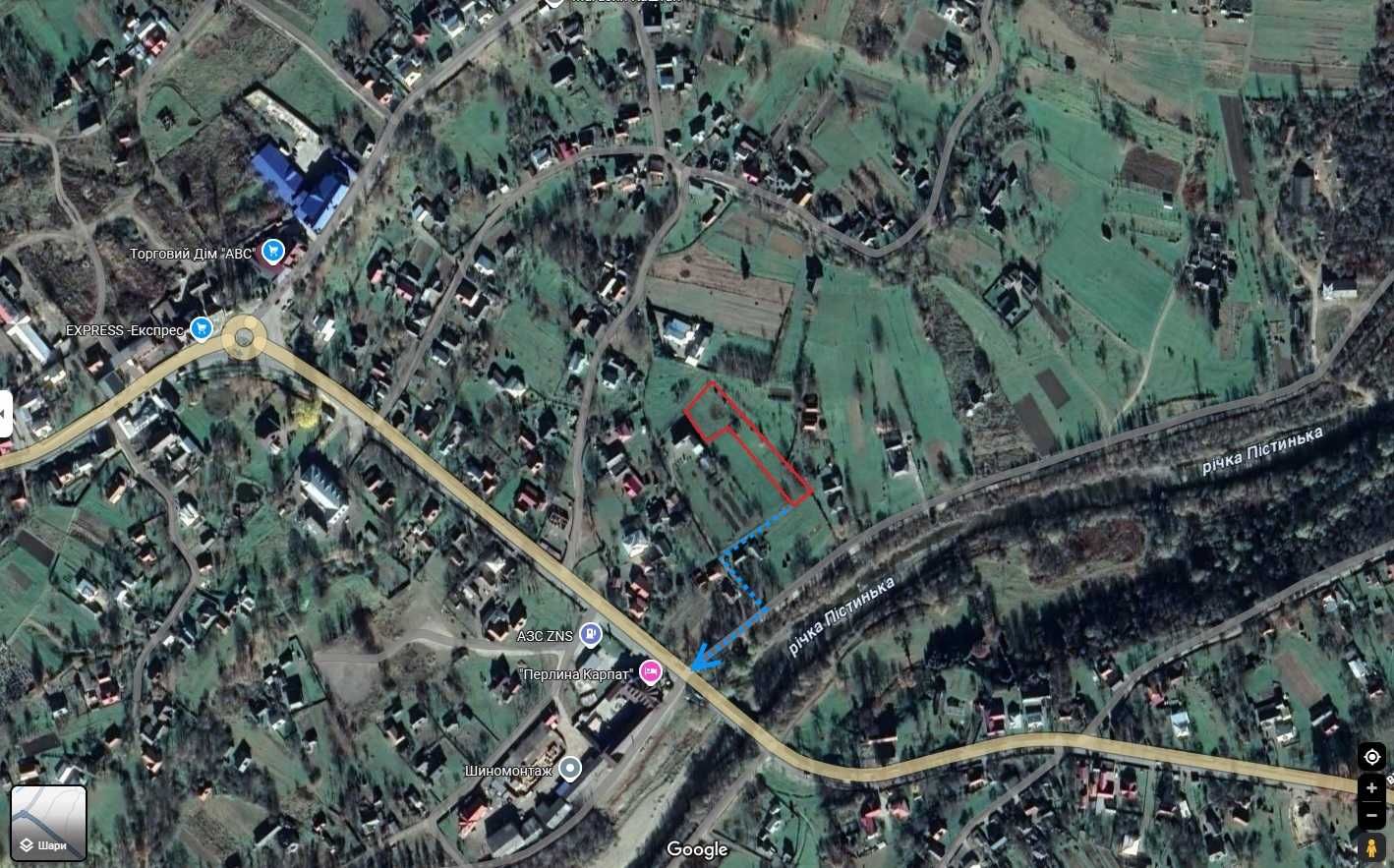 Земельна ділянка в центрі с.Пістинь 0.22 га