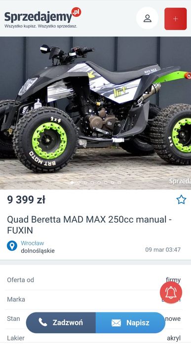Quad Mad Max fuxin 250cc mocny,zapala,jeździ