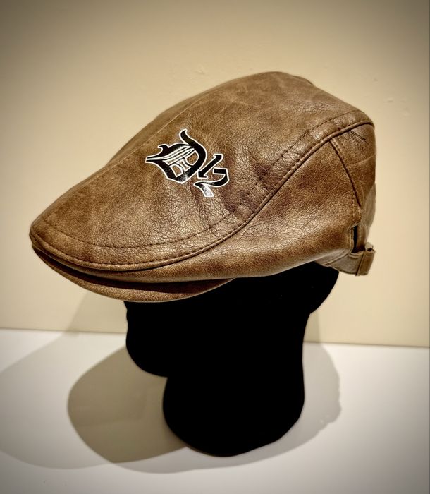 Kaszkiet męski skórzany brąz