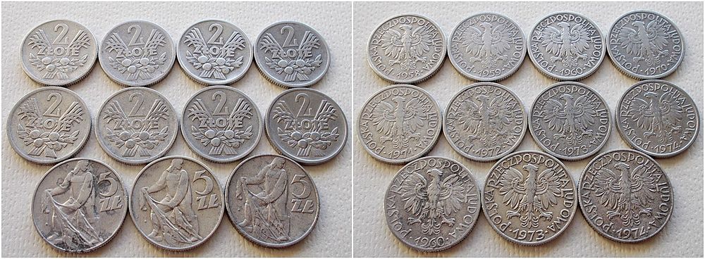 Zestaw 2 zł Jagody i 5 zł Rybak.