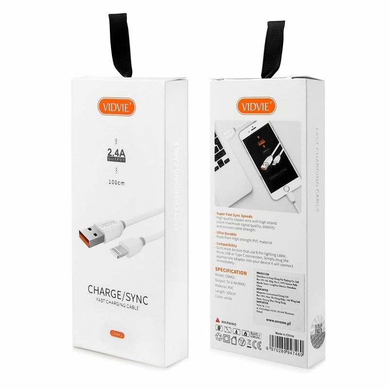 Kabel USB do iPhone VIDVIE CB443 biały 2m