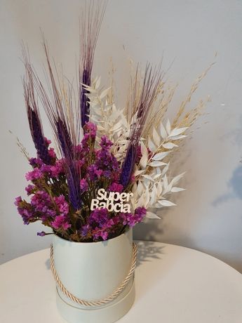 Flower box  z suszonych kwiatów mały idealna na dzień babci