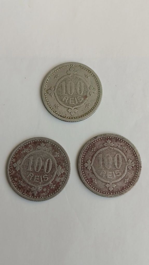 3 moedas de 100 réis D.Carlos, de 1900