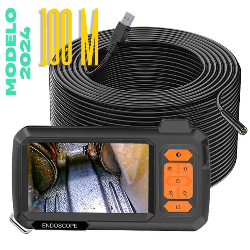 Camera de inspeção 100M com monitor LCD cabo semi rigido USB bateria
