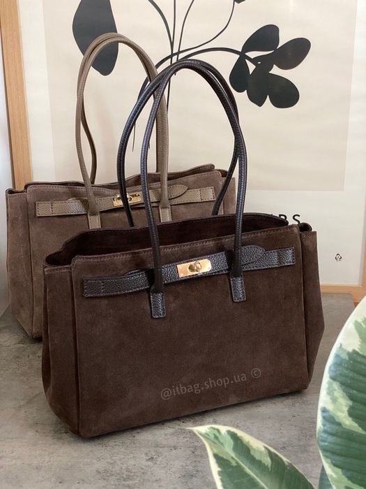 Замшева італійська сумка шопер, тоут. Итальянская замшевая сумка, кожа