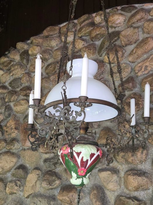 Wisząca stara secesyjna lampa naftowa - okazja .Francja.