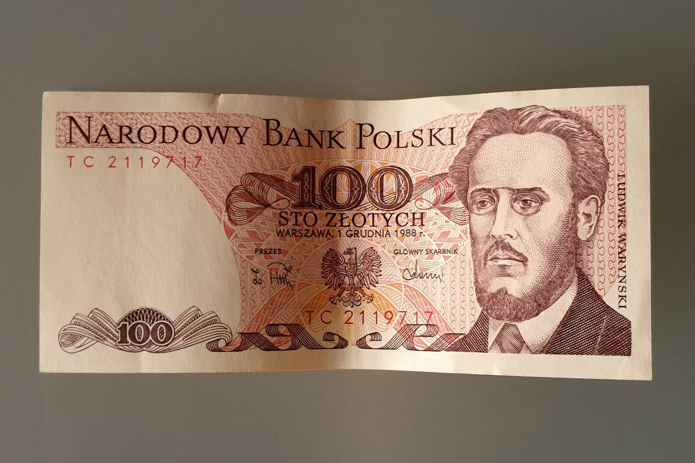 Banknot PRL 100 złotych / Waryński - 1988 rok (seria TC)