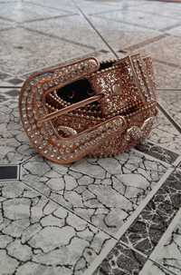 Nowy śliczny pasek belt ozdobny z kryształami Szampański