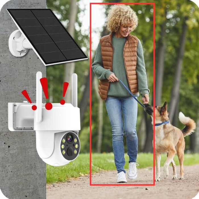 Solarna Kamera Obrotowa Zewnętrzna Bezprzewodowa Alarm WiFi - OKAZJA