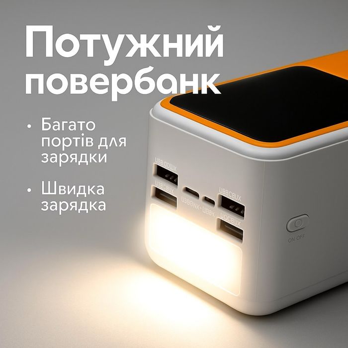 Power bank 50000 mah 66w 65Вт з фонариком для ноутбука, роутера