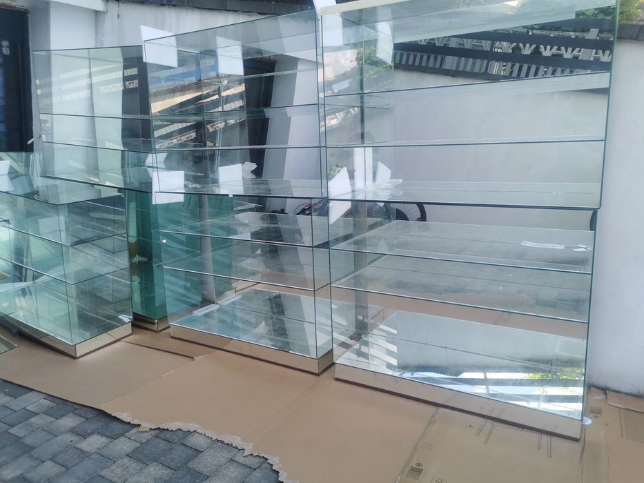 Regały szklane 10szt z lustrem