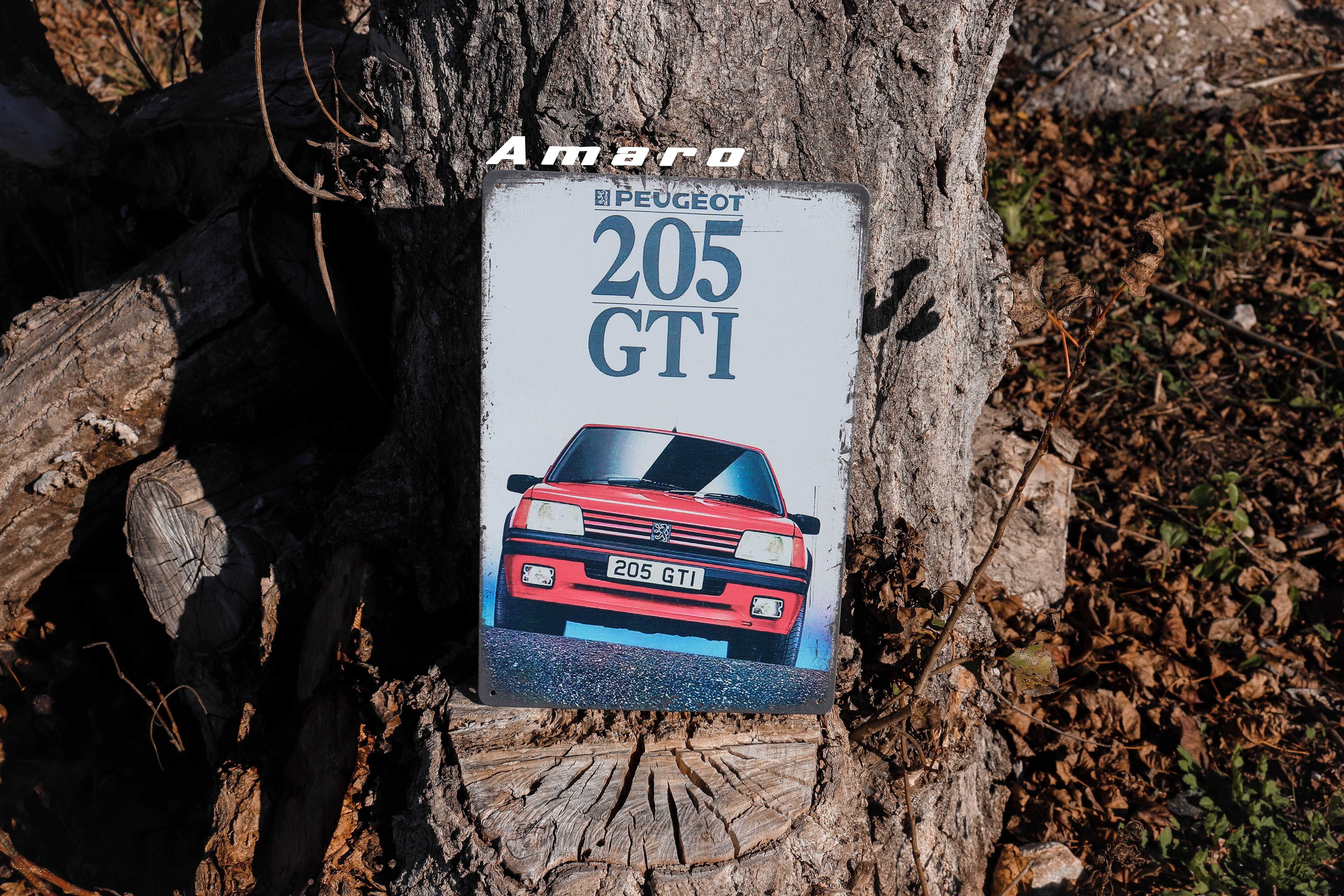 Placa/Chapa de Metal Vintage/Retro Peugeot 205 1.6/1.9 GTI|NOVA