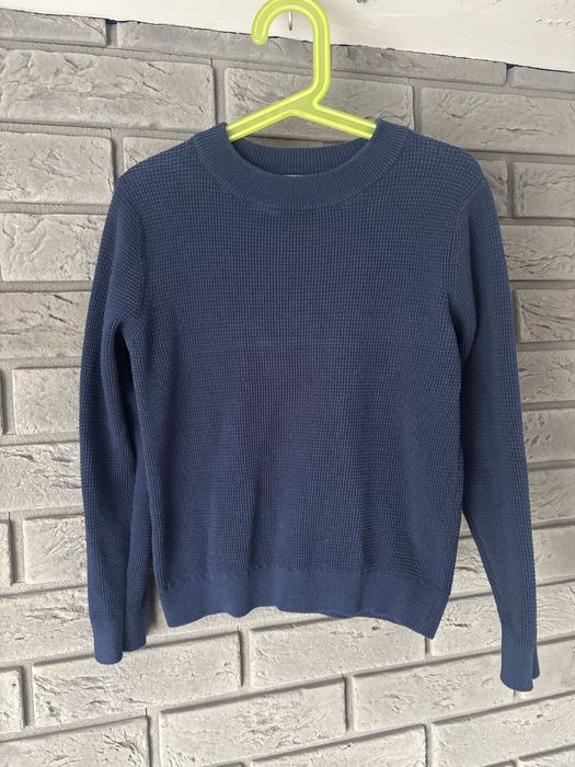 Sweter sweterek chłopięcy granat bluza 128