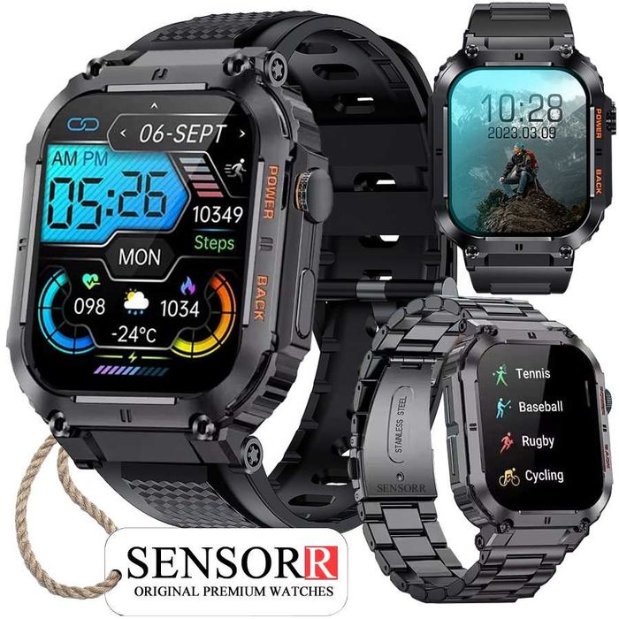 Mocny Wojskowy Zegarek Męski SMARTWATCH ROZMOWY SMS Oryginalny SENSORR