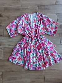 Sukienka kimono falbanki kwiaty