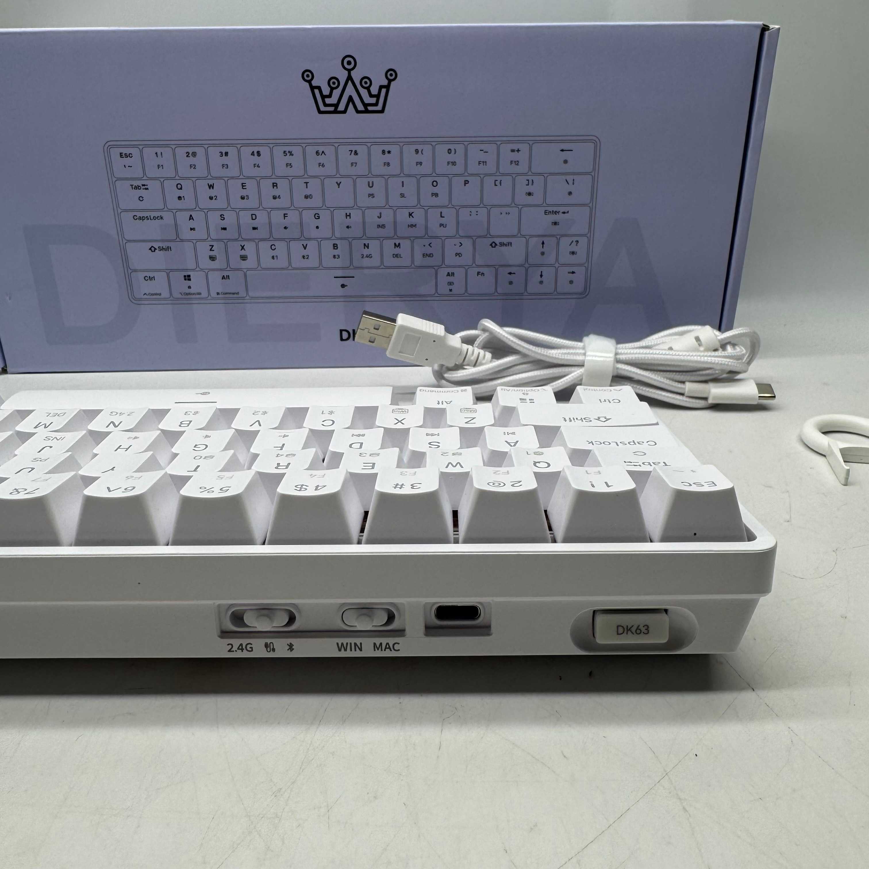 Dierya DK63 Gaming Klawiatura,60% Bezprzewodowa, Bluetooth/2.4G/Type-C