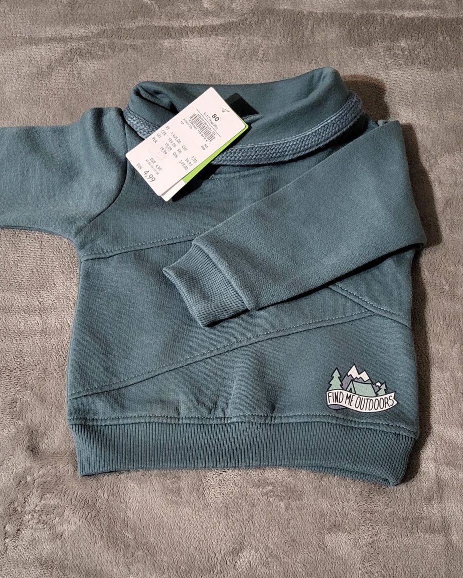 Bluza chłopięca, zielona, kołnierz, dopodopo baby, 80