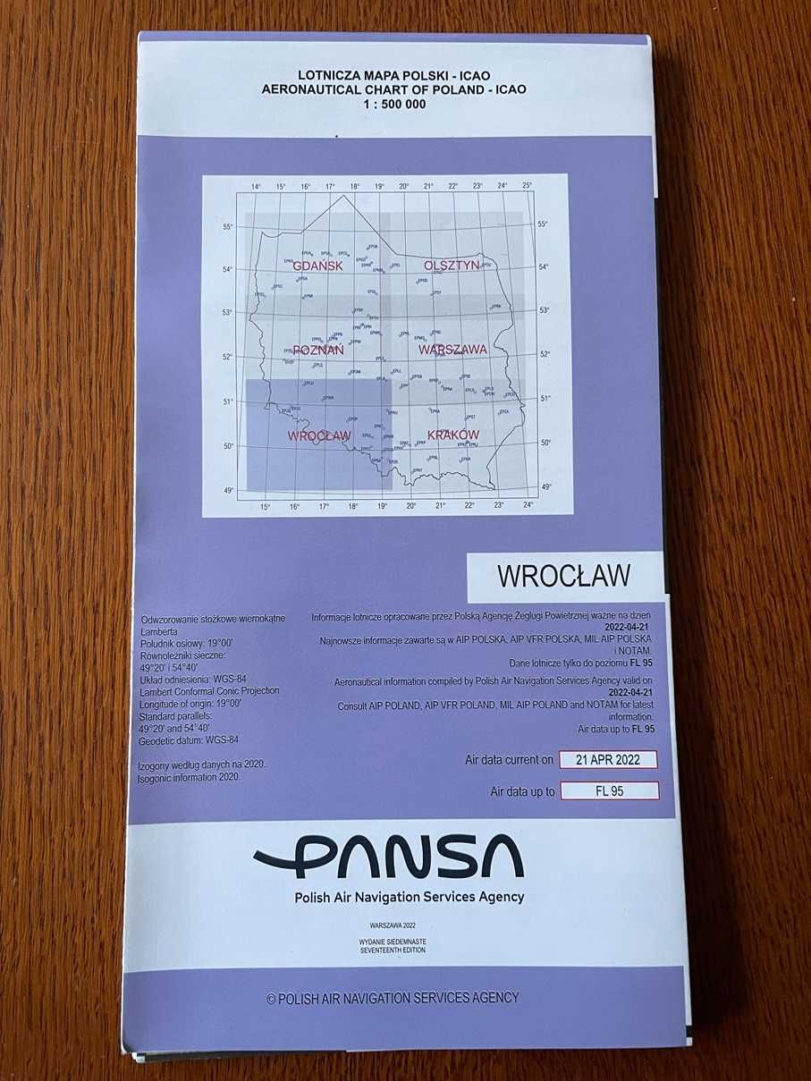 Mapa lotnicza PAŻP 2022 Wrocław