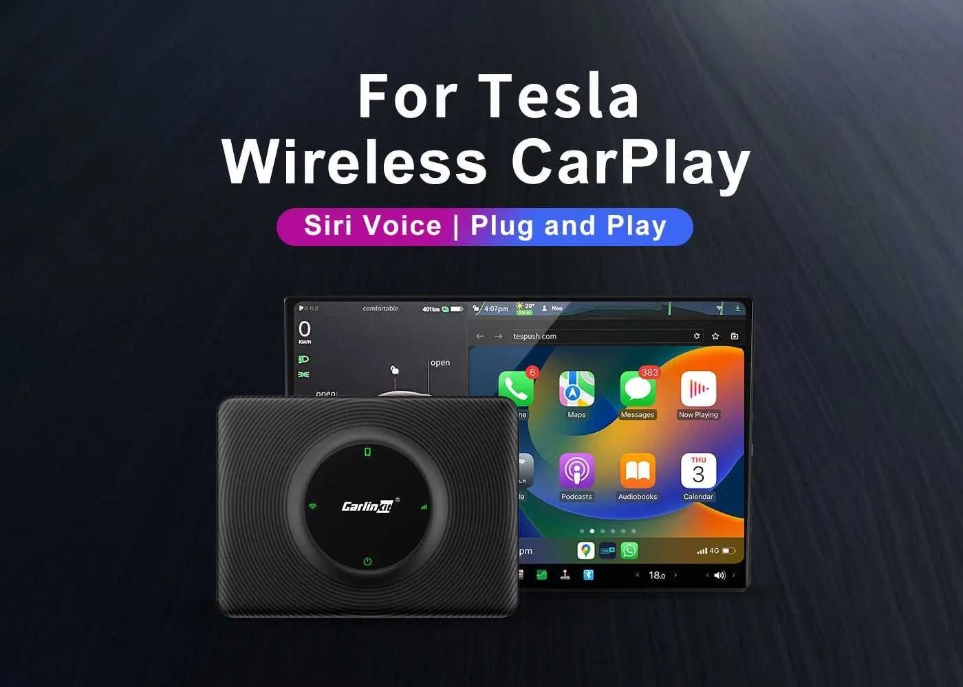 CarlinKit T2C для Tesla -  адаптер безпровідного CarPlay/AndroidAuto.