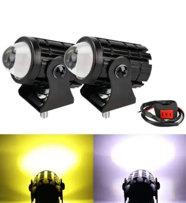 Світлодіодні двокольорові протитуманні фари Авто Moto LED Mini з кнопк