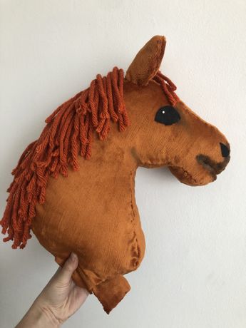 Hobby Horse koń na kiju handmade ręcznie szyty rudy kasztan