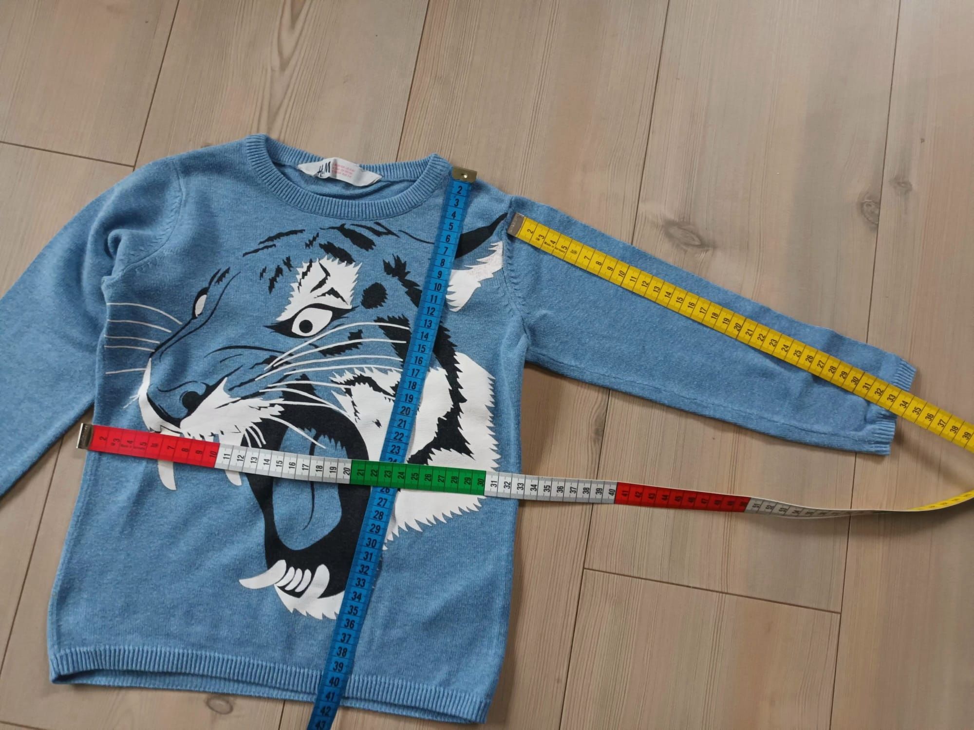 H&M sweter sweterek 98/104 z kotem tygrysem cieńszy next lindex