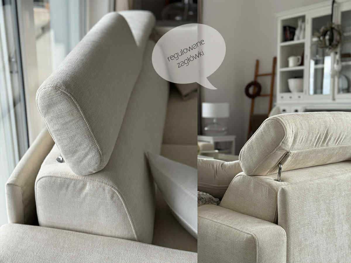 Beżowa sofa rozkładana z materacem