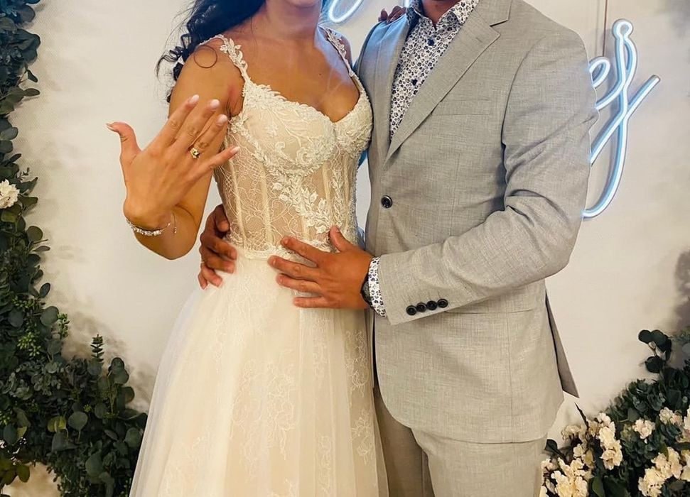 Piękna, zwiewna suknia ślubna z gorsetem roz. M