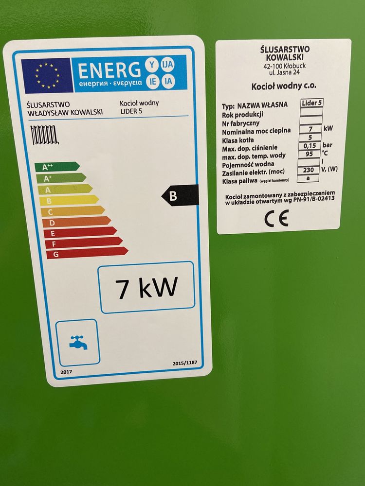 KOCIOŁ PIEC kotły piece 7 KW ecodesign z podajnikiem 5 KLASA