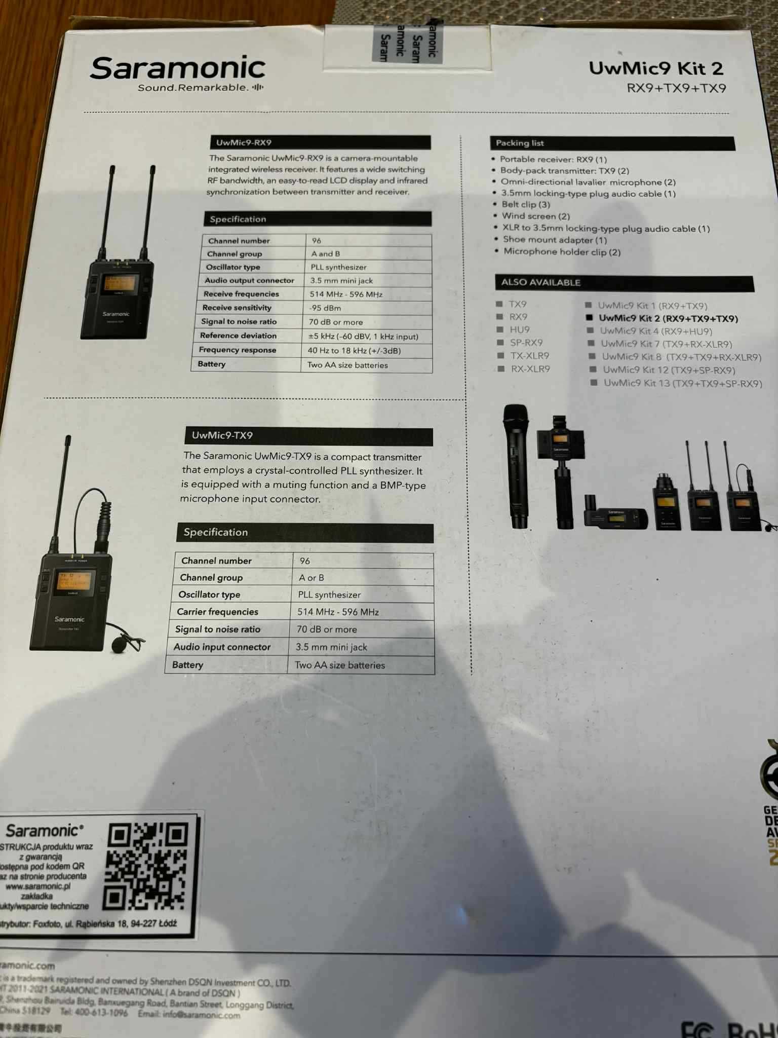 Mikrofony bezprzewodowe Saramonic UwMic9 Kit 2 (RX9+TX9+TX9)mikroporty