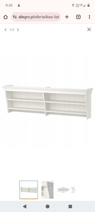 Zestaw mebli do salonu Ikea Liatorp biały - kredens, witryna, regał