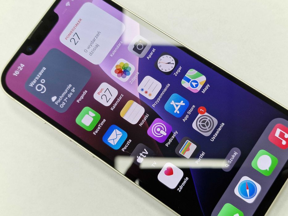 Iphone 14 128GB/ Starlight/ Biały/ BAT 80%/ Grade A- + ładowarka