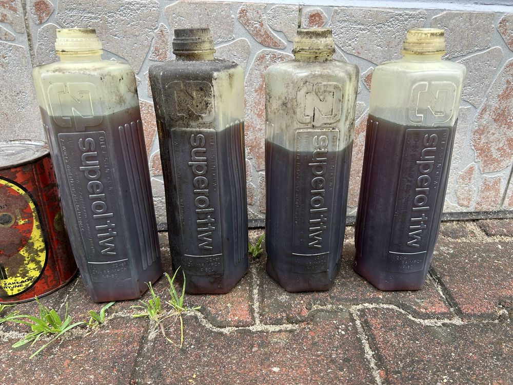 7 x 1L olej superol / superol 11W z PRL retro zabytek