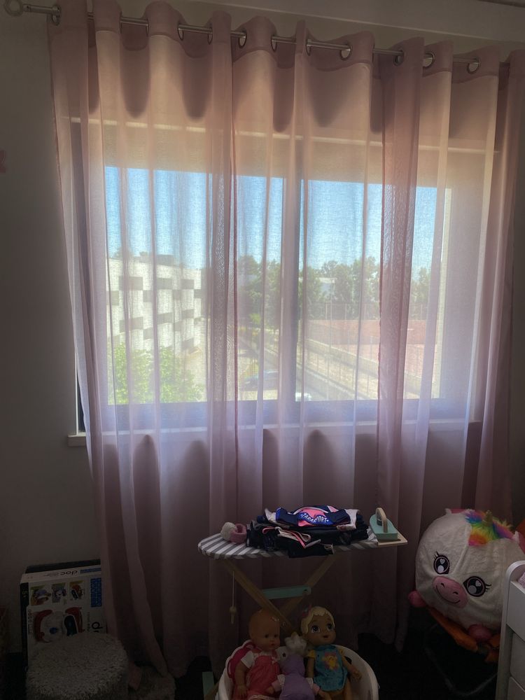 2 conjuntos de 2 cortinados cada um - rosa bebe