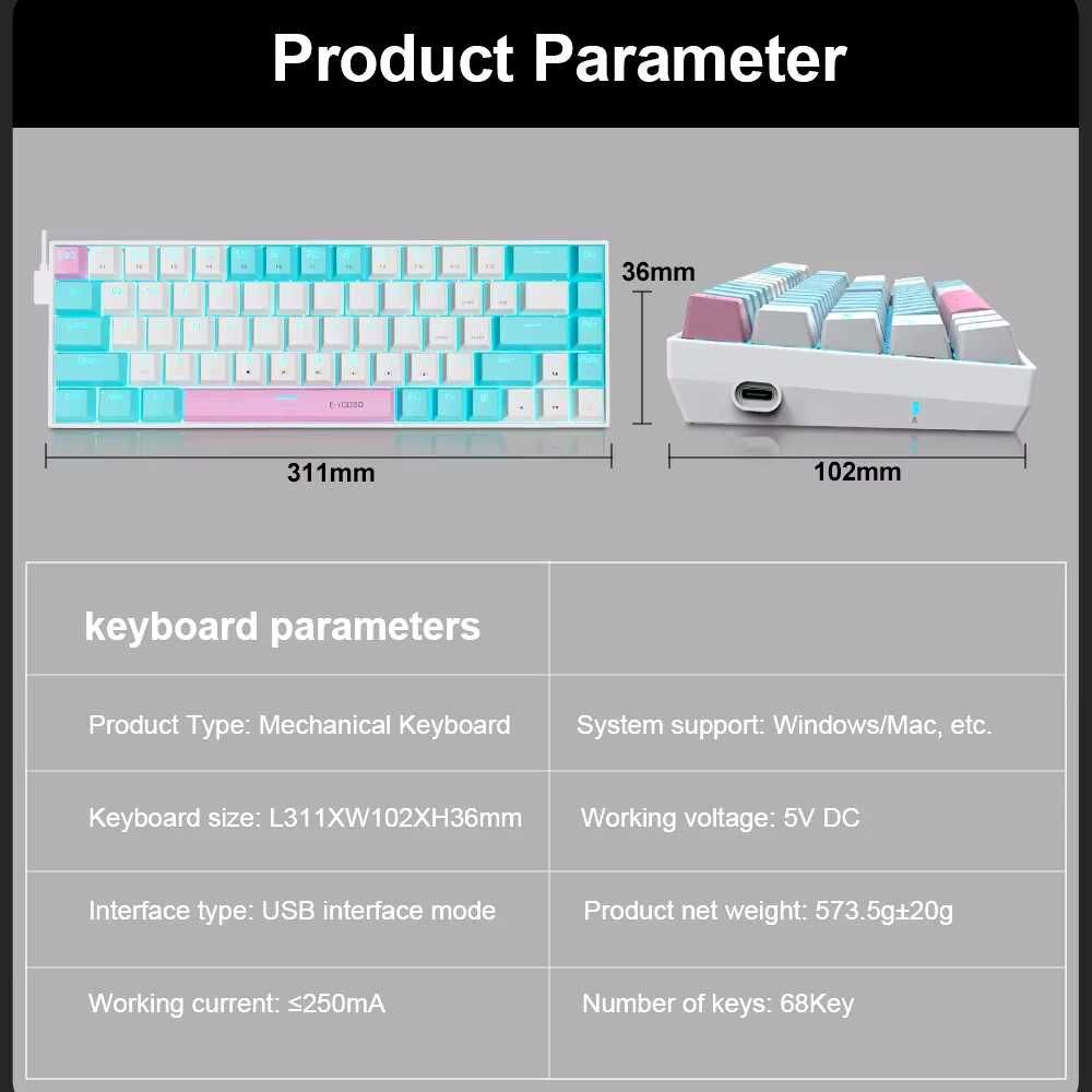 ‼️NEW‼️ Механічна клавіатура E-YOOSO Z686 Red Switch Backlit КИРИЛИЦЯ