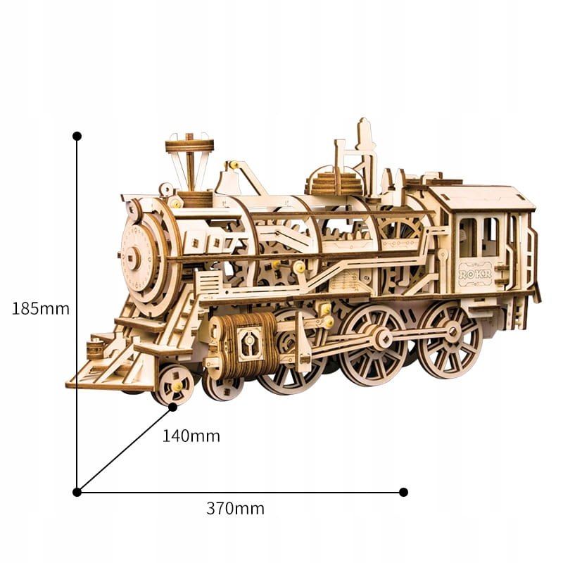 Lokomotywa - zabawka kreatywna, drewniane, mechaniczne puzzle 3D