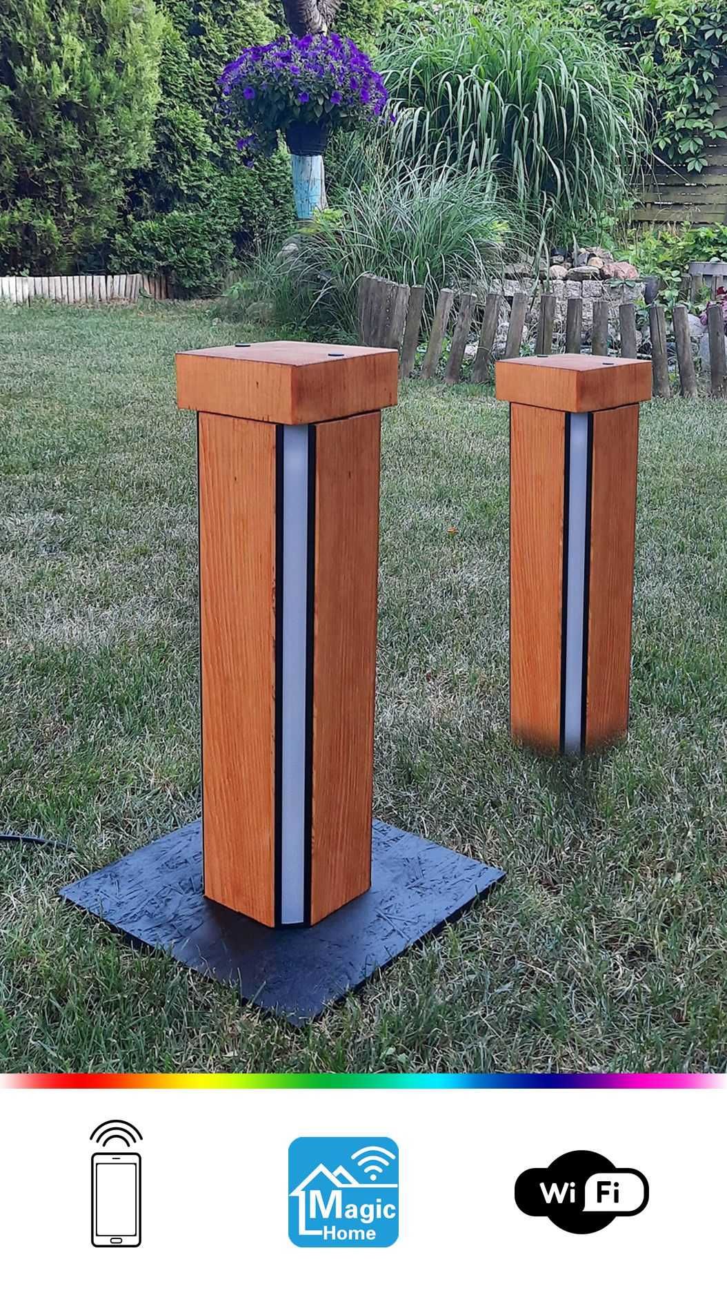 Stylowa lampa LED WiFi z pełnego drewna