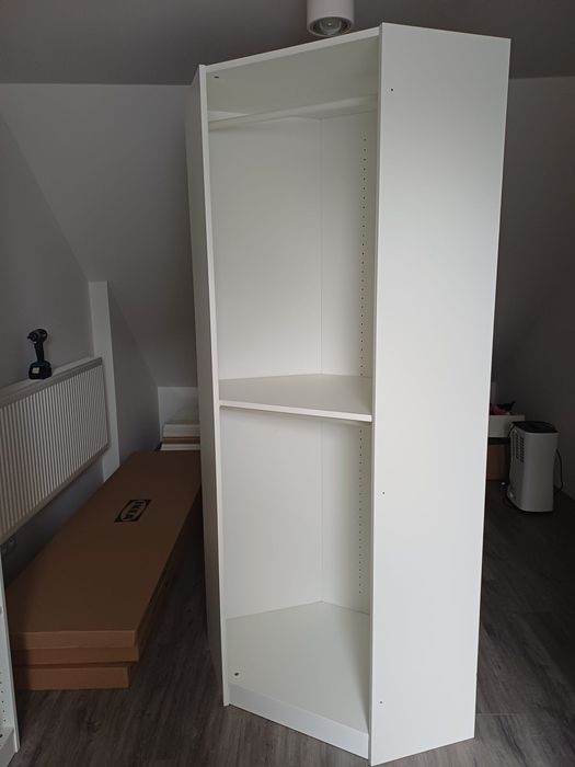 Szafa narożna IKEA PAX 201x90x58 cm biała komplet z półka i drążki