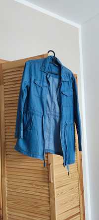 Dżinsowa jeansowa kurtka narzutka płaszczyk parka