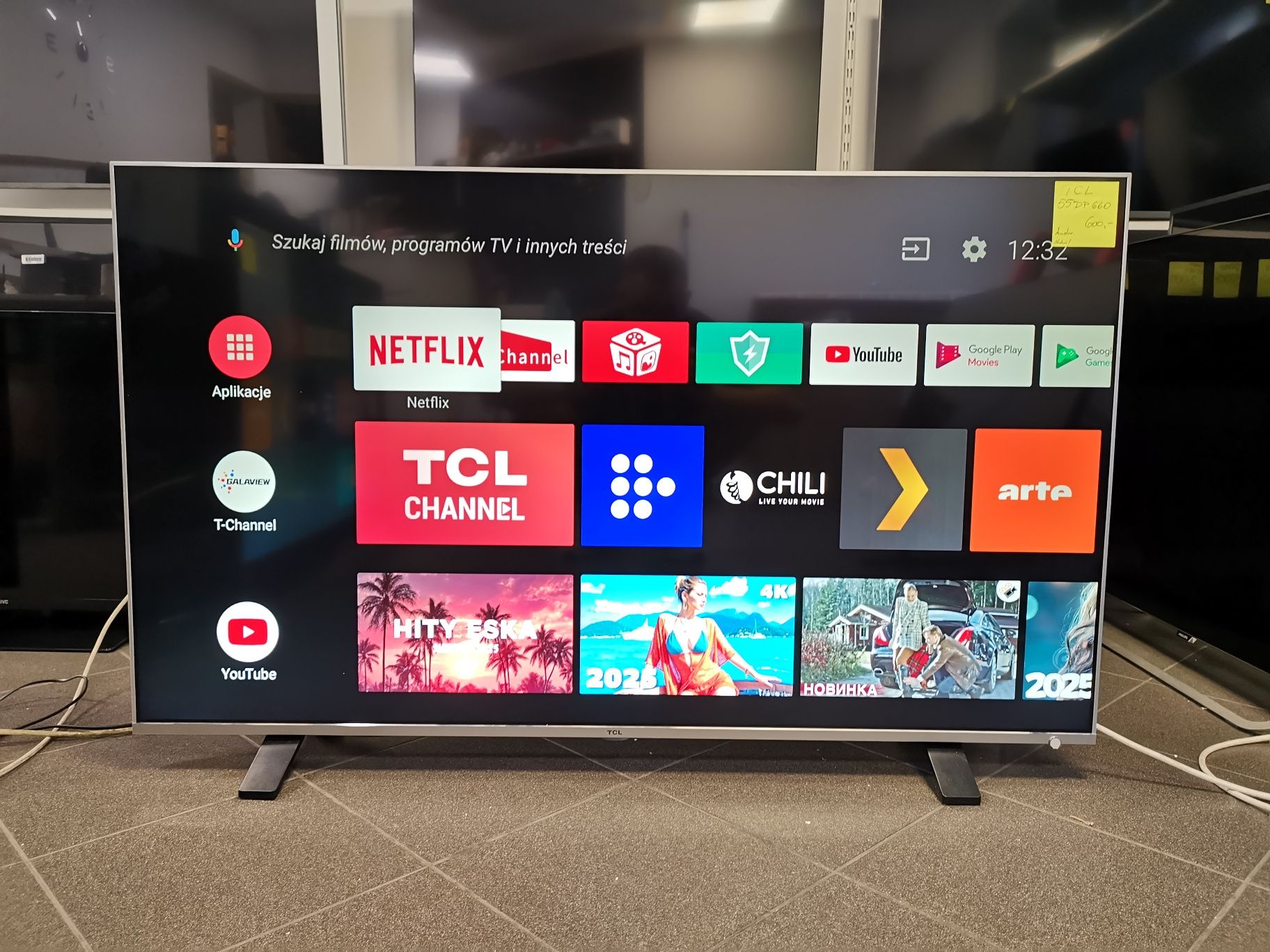 TCL 55 cali 4K UHD hdr Smart WiFi DVB-T2 HEVC 55P660 telewizor wada
