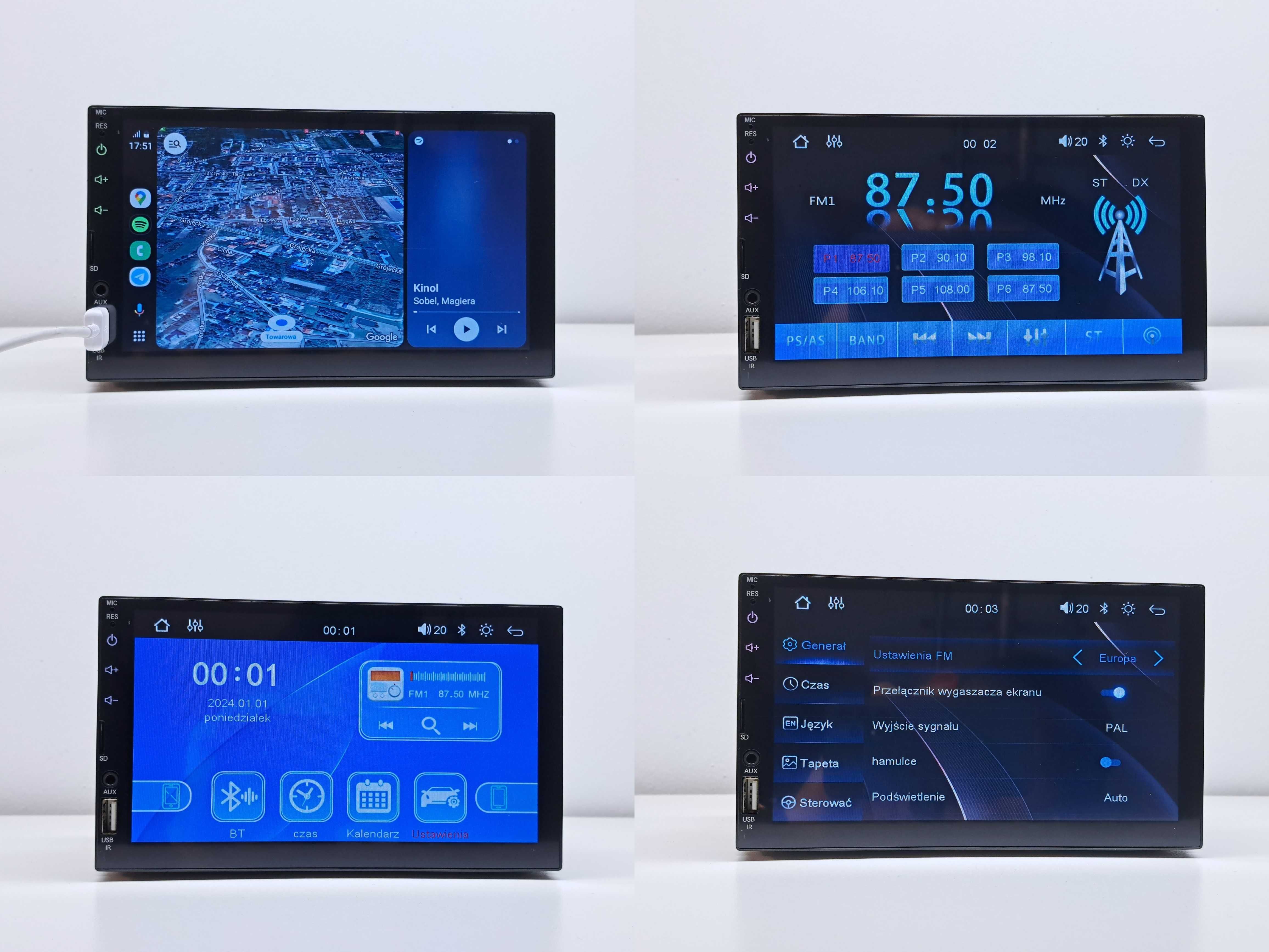 Radio 1 DIN 7 cali MP5 Android Auto Carplay Bluetooth kamera cofania
