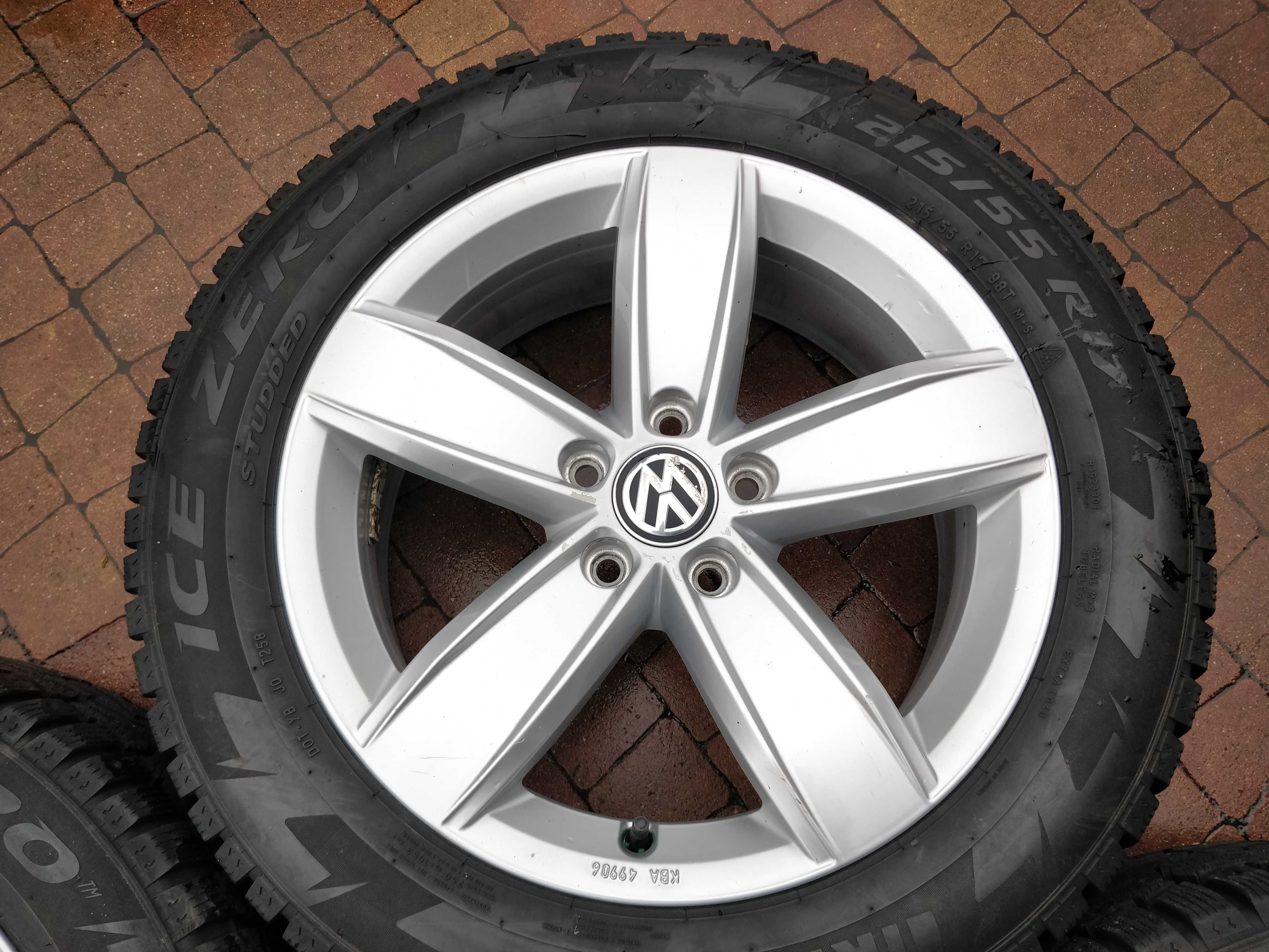 3326. Koła zimowe Tiguan II oryginał 5x112 ET38 215/65/17 8/8.7mm 24r