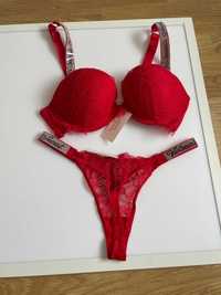 komplet bielizny victoria's secret red v11 new,85C