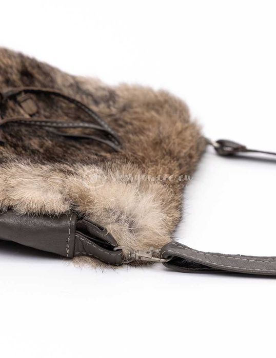Skórzana torebka futrzana naturalne futro z królika