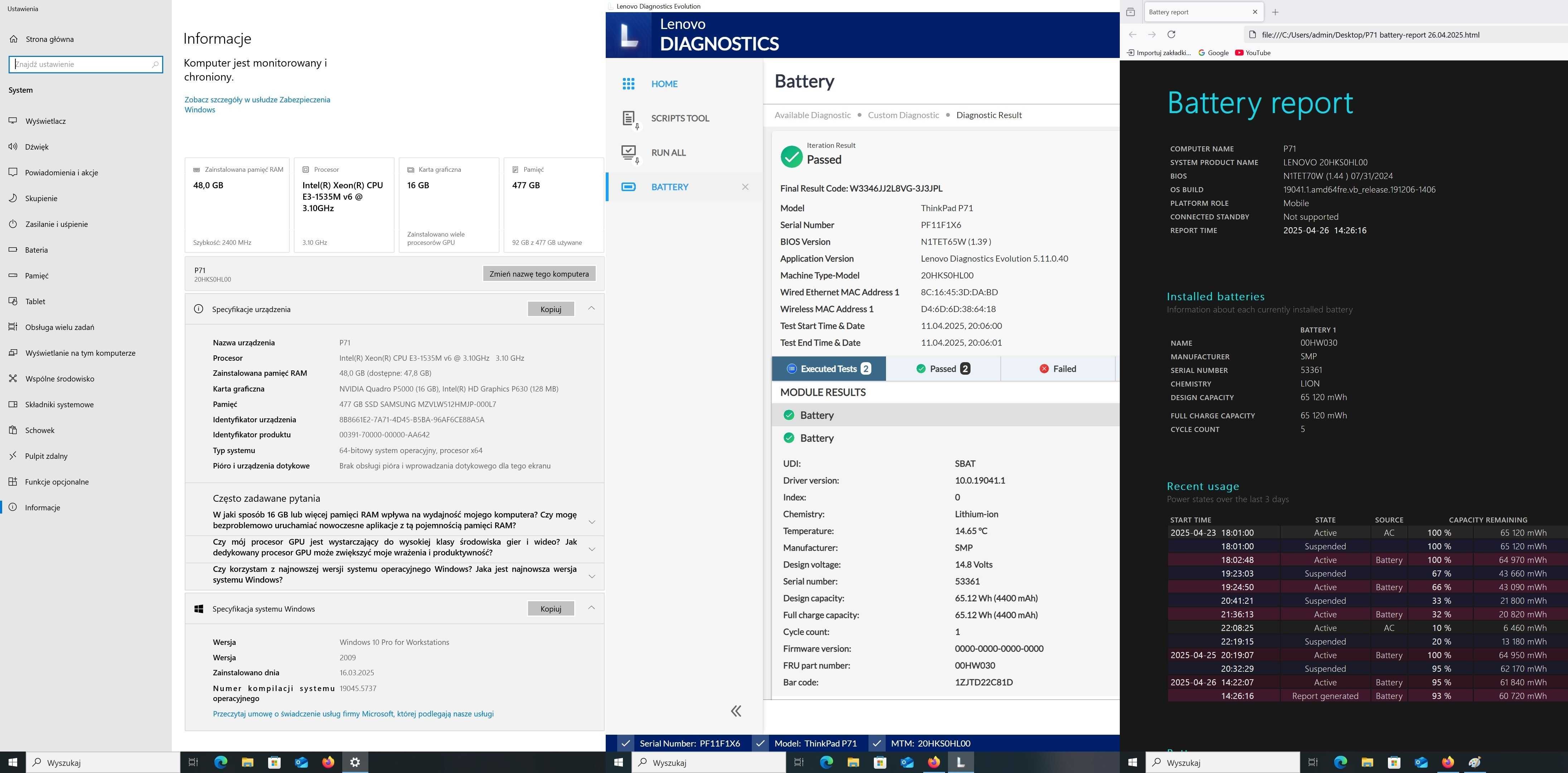 Lenovo ThinkPad P71 Xeon E3 v6 48 GB DDR4 m2 500 GB 4K nowa bateria