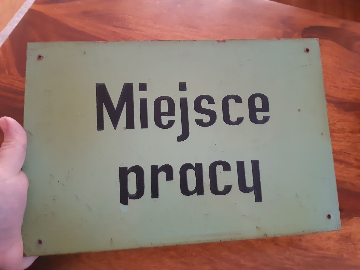 Fajna oryginalna tabliczka z czasów PRL - Miejsce pracy